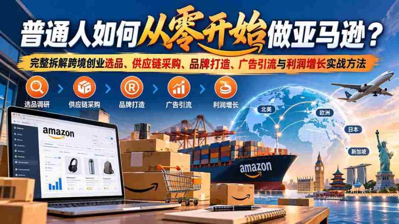 零基础如何开启亚马逊之旅?全方位揭秘跨境电商创业之道:精选商品、供应链管理、品牌塑造、广告推广及盈利提升实操技巧-有道网创