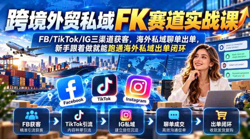 实战攻略:征战跨境电商私域市场,掌握FB、TikTok、IG多平台吸粉技巧,轻松实现海外私域订单转化全链路-有道网创