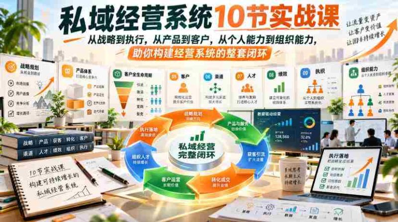 10堂私域运营精髓课程,全方位解析战略执行、产品客户、个人组织能力,构建经营闭环全方位指南-有道网创