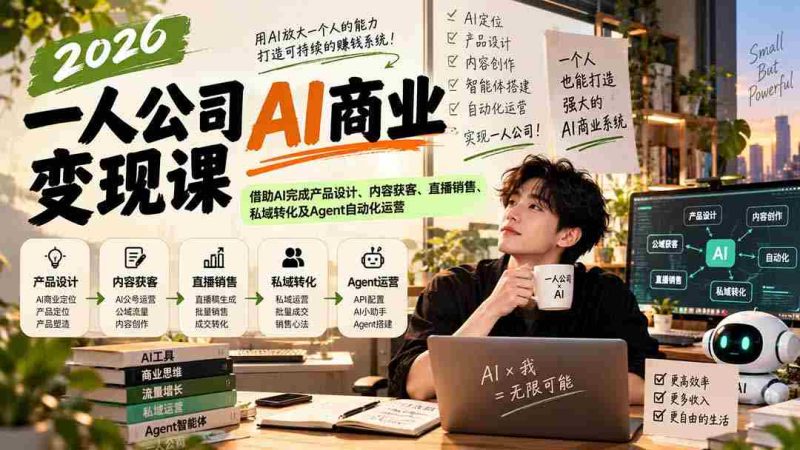 2026独企AI盈利秘籍:AI助力打造产品、吸粉揽客、直播成交、私域转化与智能客服运营-有道网创