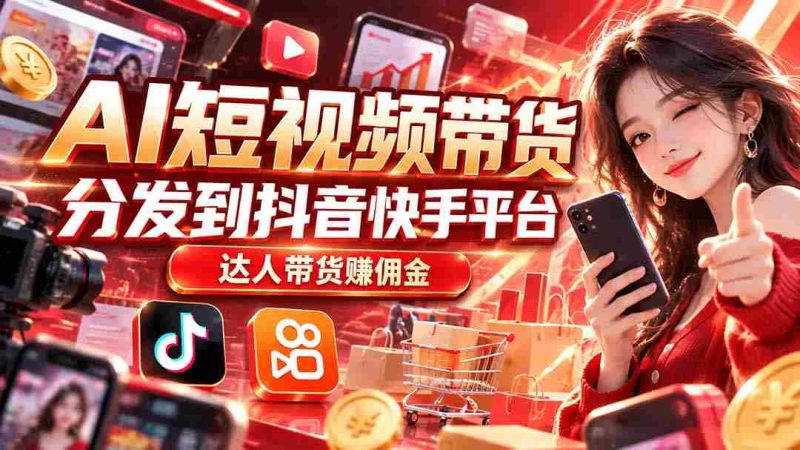 抖音快手平台助力AI短视频带货，达人佣金收益丰厚-有道网创