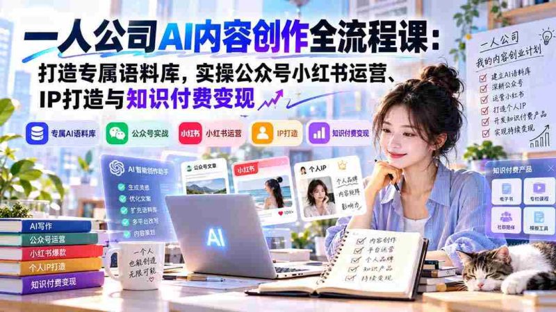 AI赋能独立企业:构建个性化语料库,实战公众号与小红书运营、IP塑造及知识变现策略详解-有道网创