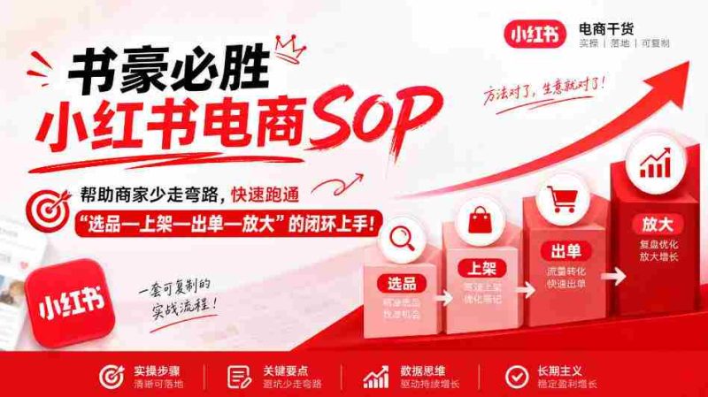 书豪揭秘小红书电商攻略:助商家高效闭环,轻松实现选品、上架、成交、扩量(9月更新)-有道网创