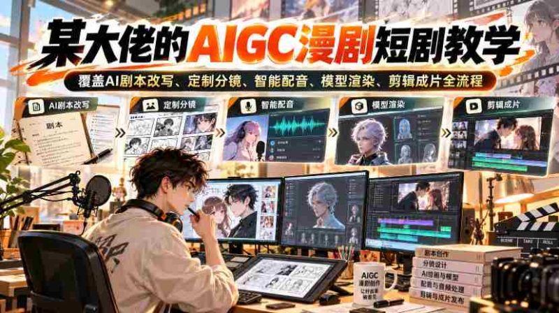 某大佬的AIGC漫剧短剧教学,覆盖AI剧本改写、定制分镜、智能配音、模型渲染、剪辑成片全流程-有道网创