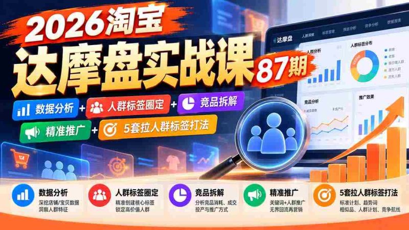 2026淘宝达摩盘实战课87期:数据分析+人群标签圈定+竞品拆解+精准推广+5套拉人群标签打法-有道网创