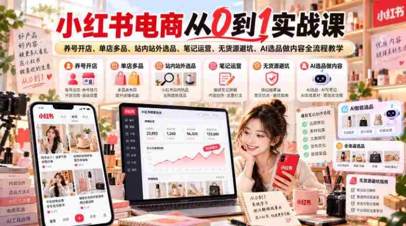 揭秘小红书电商崛起之路:从零开始,打造爆款笔记,掌握全链路运营技巧-有道网创