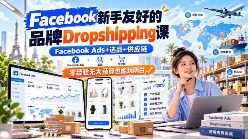 新手轻松上手Facebook Dropshipping课程,深度解析Facebook Ads、精选产品及供应链,即使零基础低预算也能掌握全流程【双语字幕教学-有道网创