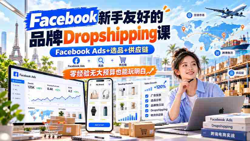 Facebook新手友好的品牌Dropshipping课,Facebook Ads+选品+供应链,零经验无大预算也能玩明白【原创双语字幕】
