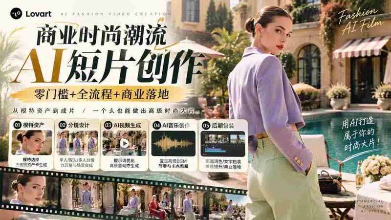 从一张模特图到高级时尚广告大片:AI三视图资产、场景合成、电影分镜、动态生成与复古音乐剪辑实战课-有道网创