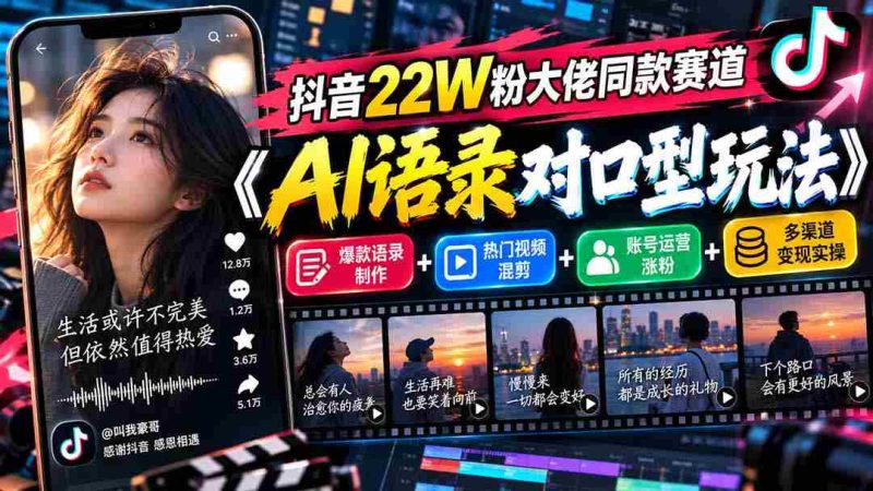 揭秘抖音22万粉丝大V青睐的AI对口型挑战:语录创新+热门混剪+粉丝增长策略+变现技巧一网打尽-有道网创