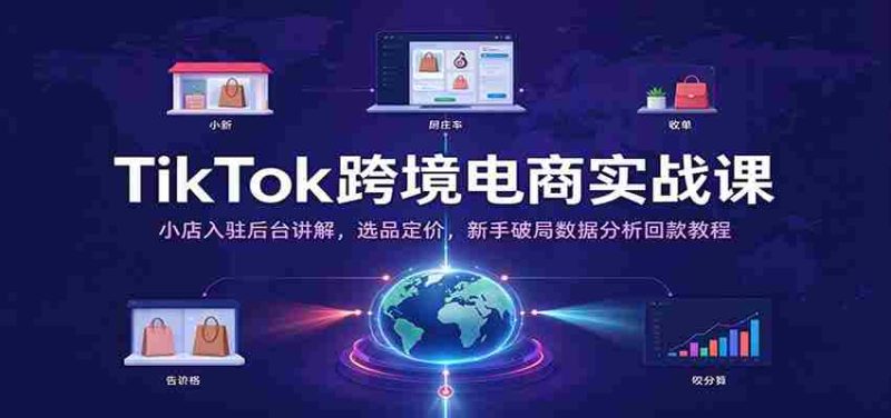 TikTok跨境电商实战课:小店入驻后台讲解,选品定价,新手破局数据分析回款教程-有道网创