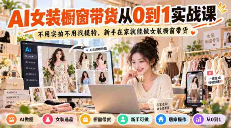 从零起步,AI助力女装橱窗直播带货攻略:无需实拍,无需模特,新手轻松在家开启电商之旅-有道网创