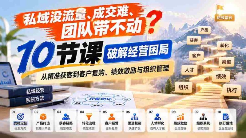 突破私域困境:10堂课程助你轻松拓客、提升业绩,团队高效管理全方位解锁-有道网创