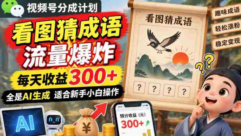 揭秘:图解成语短视频分成攻略,流量激增日入超300,AI制作轻松上手零难度-有道网创