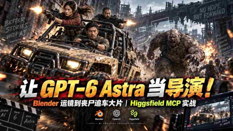 让GPT-6 Astra当导演!Blender运镜到丧尸追车大片|Higgsfield MCP实战-有道网创