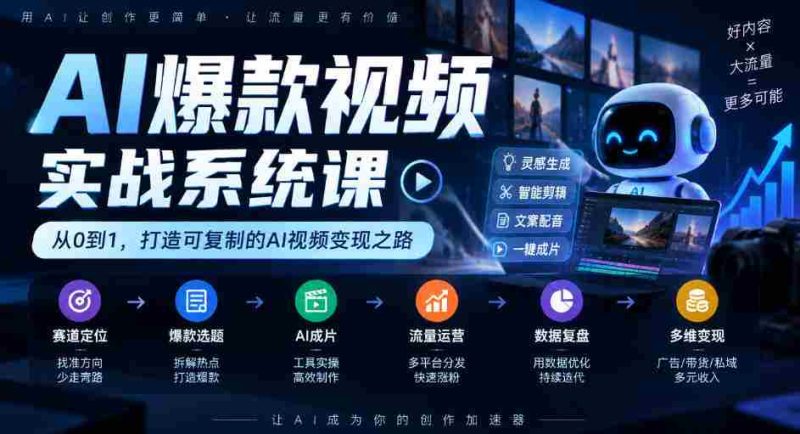 AI爆款视频制作全攻略：从定位到变现，AI剪辑与流量运营的实战教学-有道网创