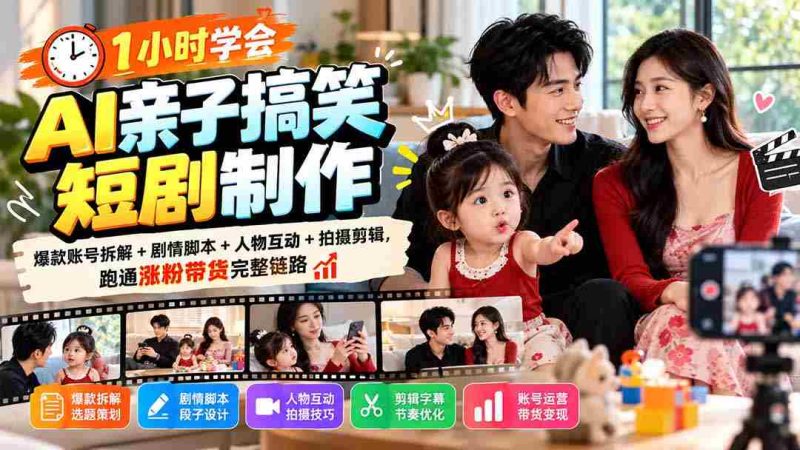 轻松掌握AI亲子喜剧制作秘诀:揭秘爆款账号秘籍,剧情脚本攻略,互动人物打造,拍摄剪辑全教程,打造粉丝增长与带货一网打尽攻略-有道网创