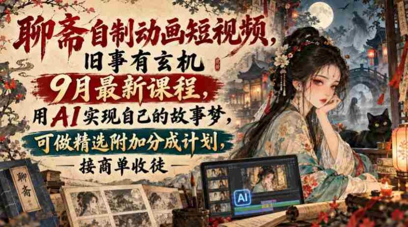 揭秘聊斋传说动画短视频创作课程:9月新班开课,AI助力打造个人故事,享精选作品分成与商单、收徒机遇-有道网创