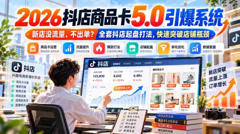2026抖店商品卡5.0革新流量策略,新店流量短缺、订单难求?揭秘抖店全面启动策略,助力店铺轻松突破发展瓶颈-有道网创