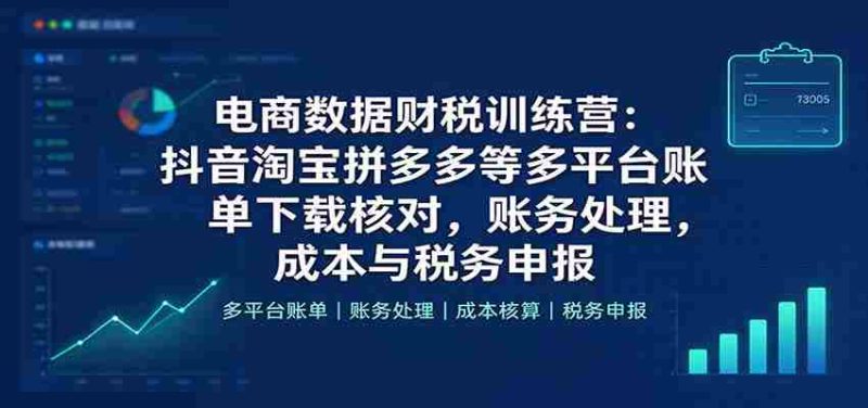抖音、淘宝、拼多多等电商平台财税实战班:全方位学习账单下载核对、账务处理及成本税务申报技巧-有道网创