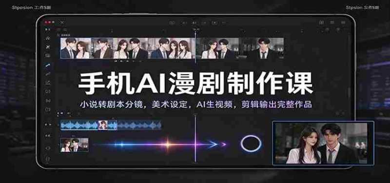 手机AI漫剧制作课:小说转剧本分镜,美术设定,AI生视频,剪辑输出完整作品-有道网创