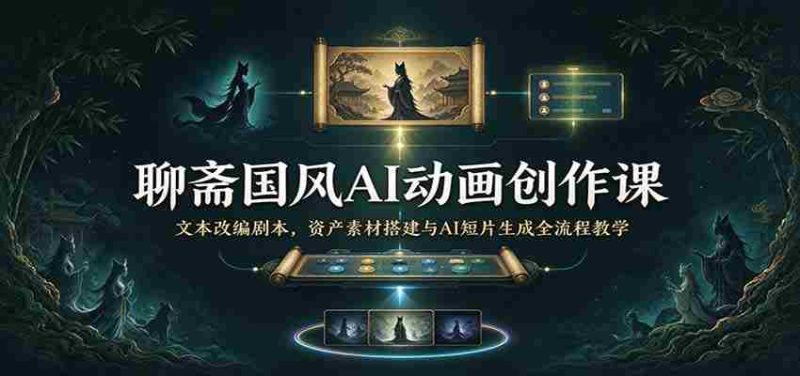 聊斋国风AI动画创作课:文本改编剧本,资产素材搭建与AI短片生成全流程教学-有道网创