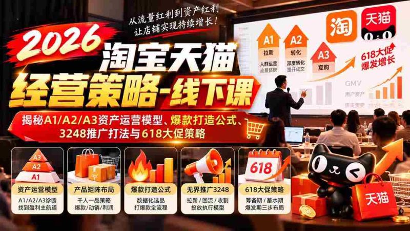 2026年淘宝天猫实战攻略:深度解析资产运营秘诀、爆款打造方程式、全方位推广技巧及618促销战略-有道网创
