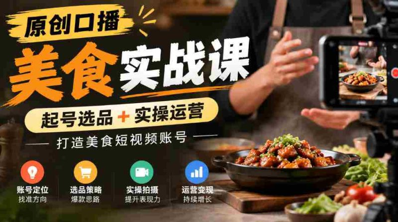 独家揭秘:原创美食短视频制作课程,从选品到运营,助力打造热门美食账号-有道网创