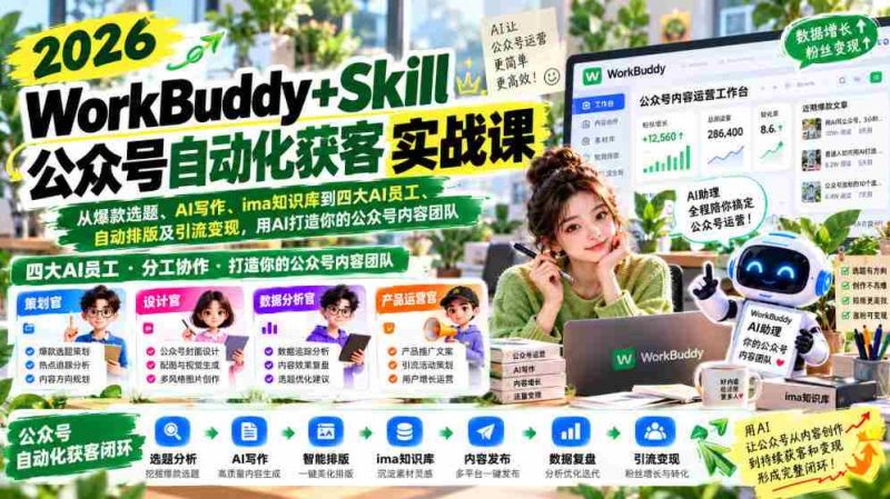 2026年WorkBuddy+Skill公众号引流攻略:AI赋能,从选题爆款到自动变现,构建高效内容矩阵-有道网创
