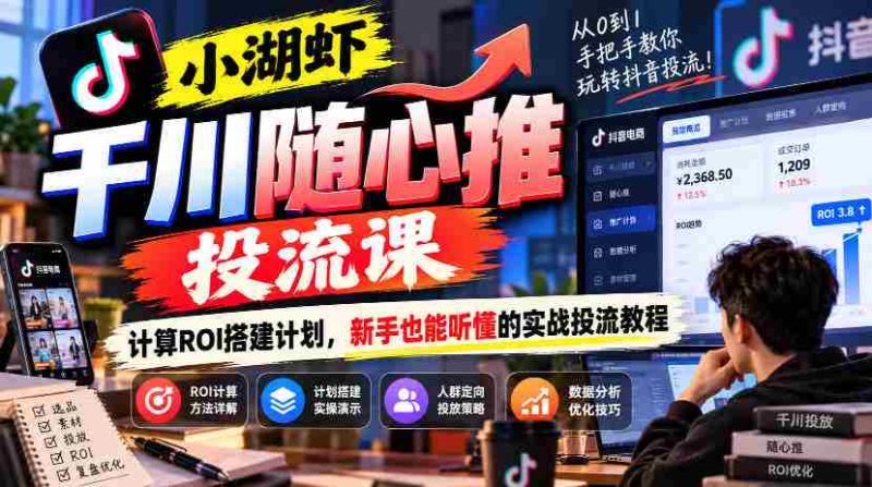 千川投放课程揭秘:小湖虾带你轻松计算ROI,新手必备的实战投流攻略-有道网创