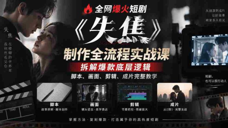 失焦》短剧制作揭秘:深度解析爆款精髓,从脚本到成片,全方位实战教程!-有道网创