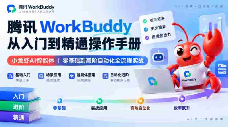 腾讯WorkBuddy从入门到精通操作手册|小龙虾AI智能体,零基础到高阶自动化全流程实战【文档】-有道网创