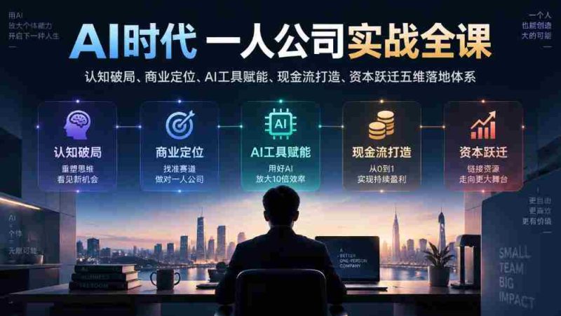 AI时代一人公司实战全课|认知破局、商业定位、AI工具赋能、现金流打造、资本跃迁五维落地体系-有道网创