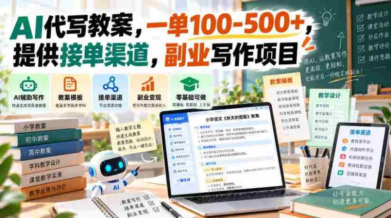 智能助教打造教学方案,单笔收益百至五百元,共享接单途径,开启兼职写作新商机-有道网创