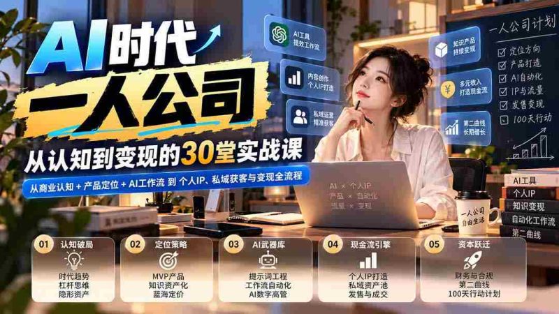 高清呈现】AI新时代,打造独属你的企业传奇:全方位解析商业洞察、产品精确定位、AI工作流,再到个人品牌、私域流量捕获与盈利策略,全程30节实战教学-有道网创