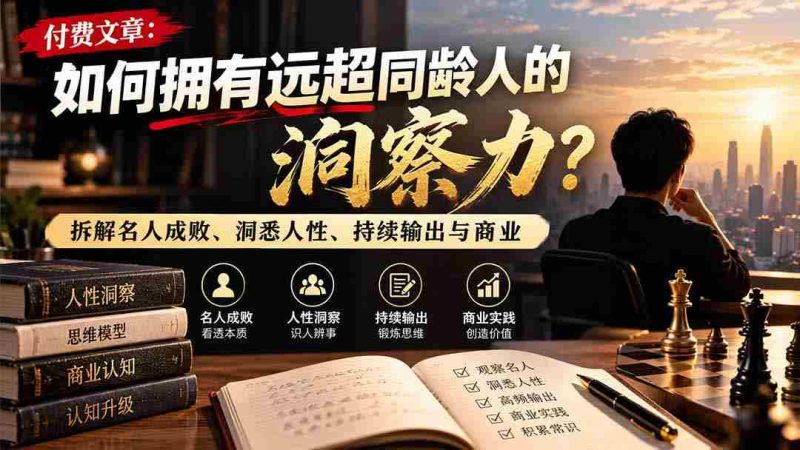 解锁洞察力秘诀:超越同龄,剖析名流得失,深挖人性本质,不断创作与商业实战之道-有道网创