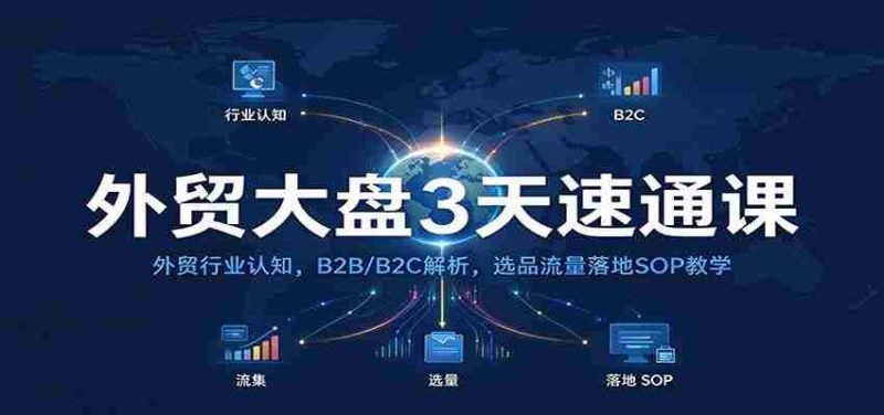 外贸大盘3天速通课:外贸行业认知,B2B/B2C解析,选品流量落地SOP教学-有道网创