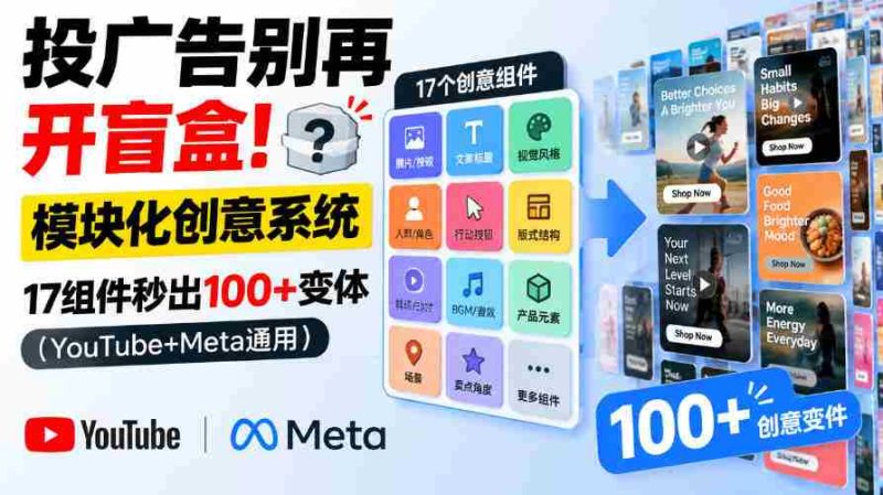 告别广告盲盒时代!一应俱全的模块化创意平台,17项组件助您瞬间打造百款风格(适用于YouTube与Meta平台)【独家双语呈现-有道网创