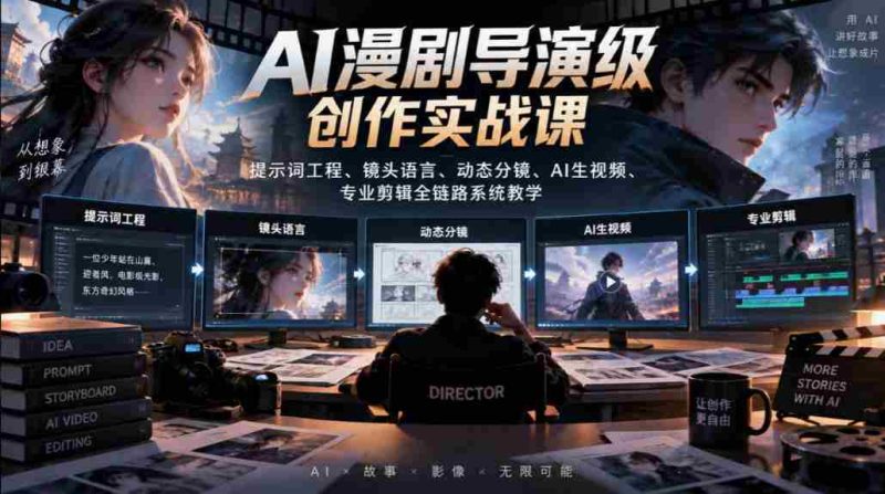 AI漫剧导演级创作实战课|提示词工程、镜头语言、动态分镜、AI生视频、专业剪辑全链路系统教学-有道网创