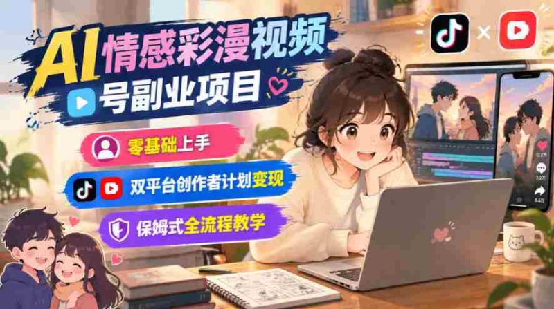 轻松开启AI情感彩漫副业,新手也能轻松掌握!双平台创作者盈利攻略,一站式保姆级教程助力变现-有道网创