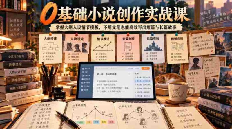 0基础小说创作实战课|掌握大纲人设情节模板,不用文笔也能高效写出短篇与长篇故事-有道网创