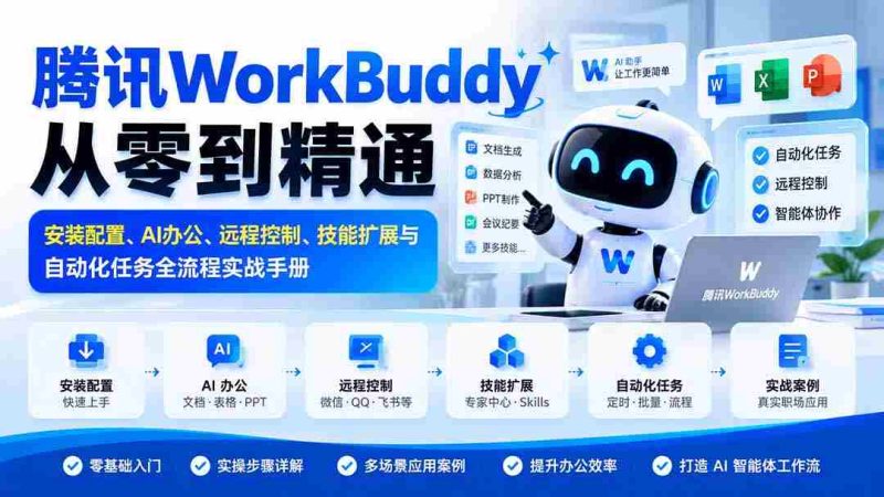 全面掌握腾讯WorkBuddy:安装设置指南、AI办公技巧、远程操控秘籍及技能拓展与自动化流程实战攻略-有道网创