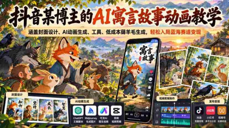 抖音博主揭秘AI寓言动画制作全流程：从封面设计到低成本高效变现攻略-有道网创