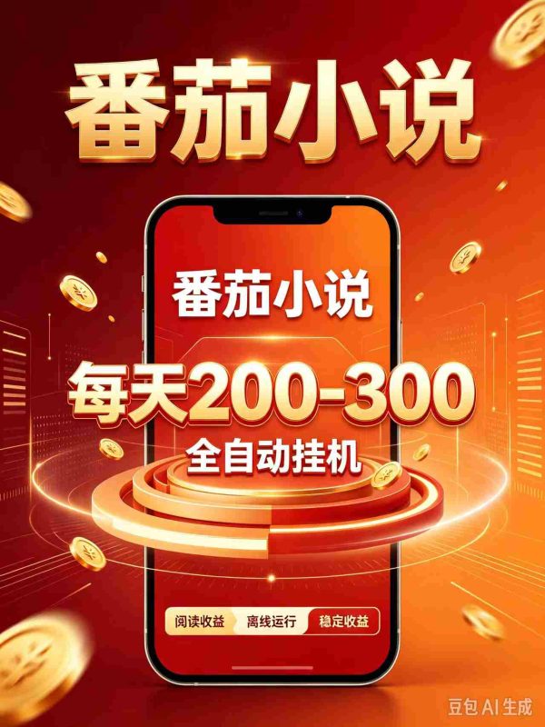 番茄小说自动赚钱神器,零门槛日赚200-300,热门项目抢手异常-有道网创