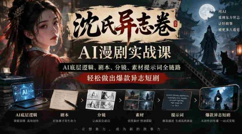 沈家奇谈AI奇志剧制作秘籍:从AI原理到剧本、分镜,一网打尽爆款短剧技巧-有道网创