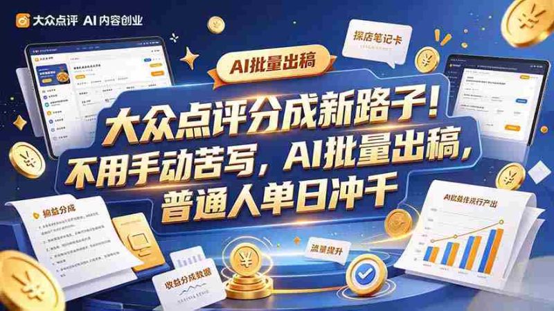 探索大众点评副业新趋势:巧用工具提升效率,轻松批量记笔记,每日收入轻松破千-有道网创