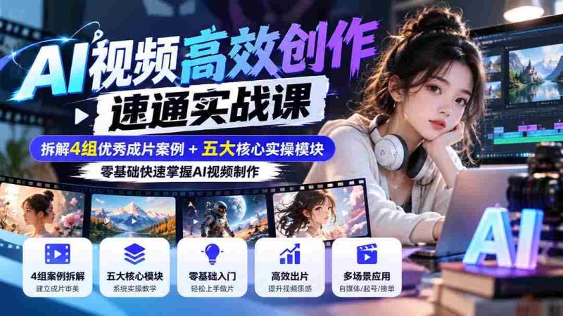 高清无痕】AI视频制作快速上手攻略：剖析四大精品作品，五大实战模块，小白也能轻松精通！-有道网创