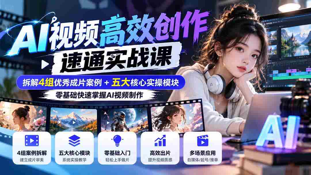 高清无痕】AI视频制作快速上手攻略：剖析四大精品作品，五大实战模块，小白也能轻松精通！-有道网创
