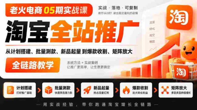 05期电商老火实战班|淘宝全方位推广攻略:从策划到爆款,全链路矩阵教学实操-有道网创